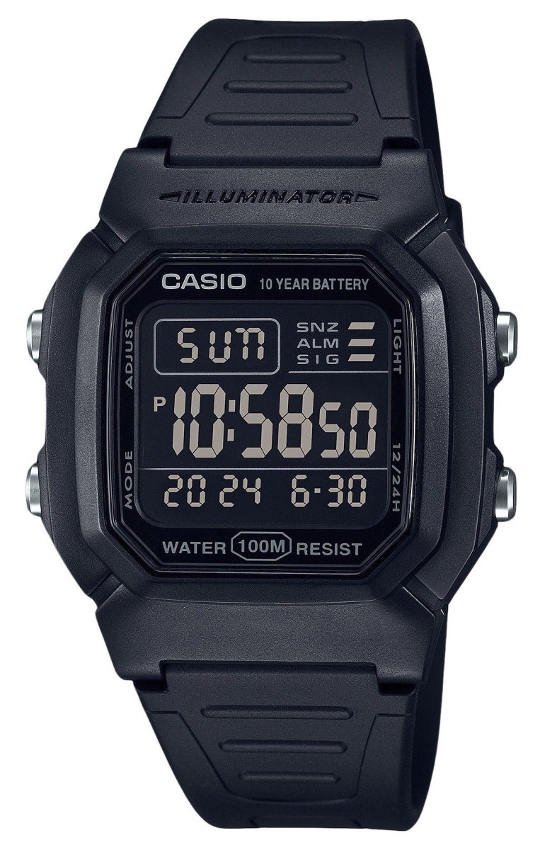 Picture of Casio W-800H-1BV 36.80 x 13.40 mm Digital Black Dual Time Resin Strap Quartz 100 m Mens Watch