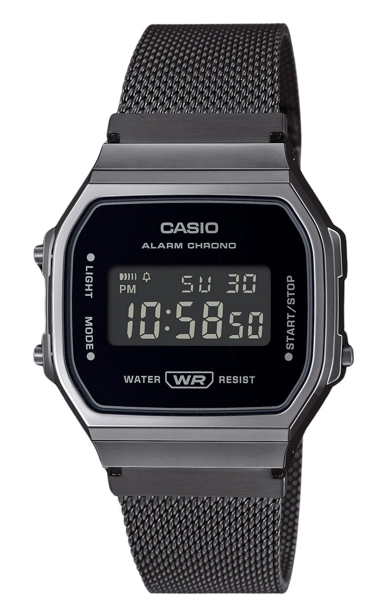 Picture of Casio A168WEMB-1B 36.30 x 9.60 mm Vintage Digital Stainless Steel Mesh Bracelet Quartz Unisex Watch