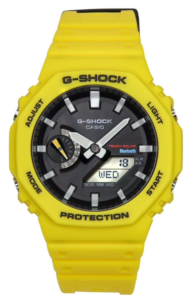 Picture of Casio GA-B2100C-9A 45.40 x 11.90 mm G-Shock Mobile Link Analog Digital Yellow Resin Strap Black Dial Solar 200 m Mens Watch