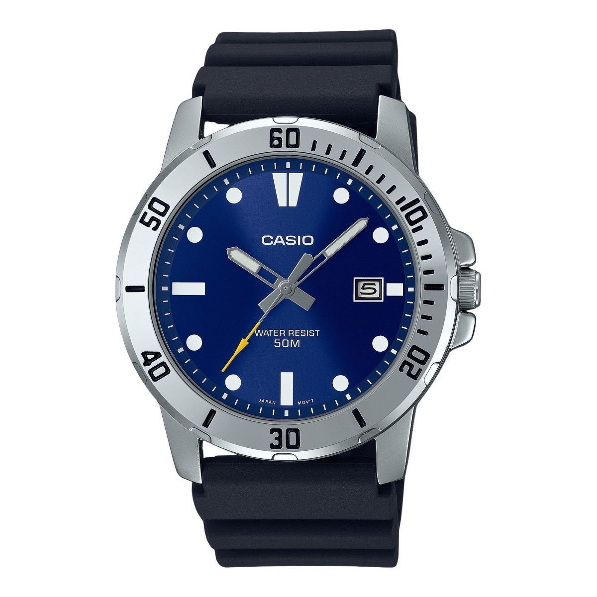 Picture of Casio MTP-VD01-2E 45 x 10.30 mm Standard Analog Resin Strap Blue Dial Quartz Mens Watch