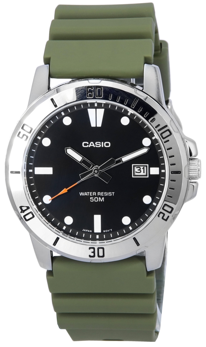 Picture of Casio MTP-VD01-3E 45 x 10.30 mm Standard Analog Resin Strap Black Dial Quartz Mens Watch