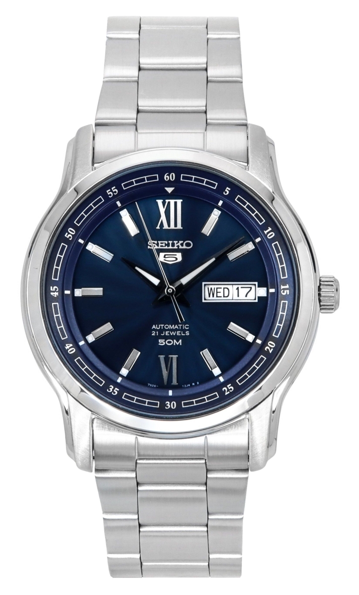 SNKP17K1 42.30 x 12 mm 5 Analog Stainless Steel Blue Dial Automatic Mens Watch