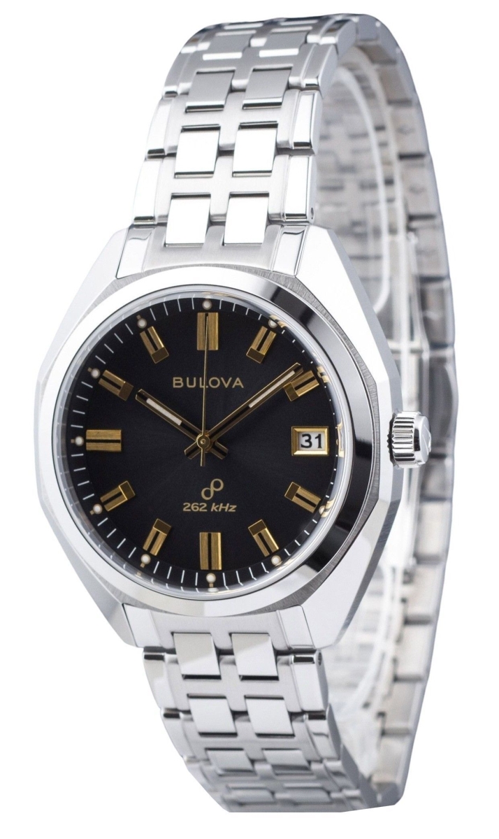 96B415 40 x 12 mm Classic Precisionist Jet Star Stainless Steel Gray Dial Quartz Mens Watch -  Bulova