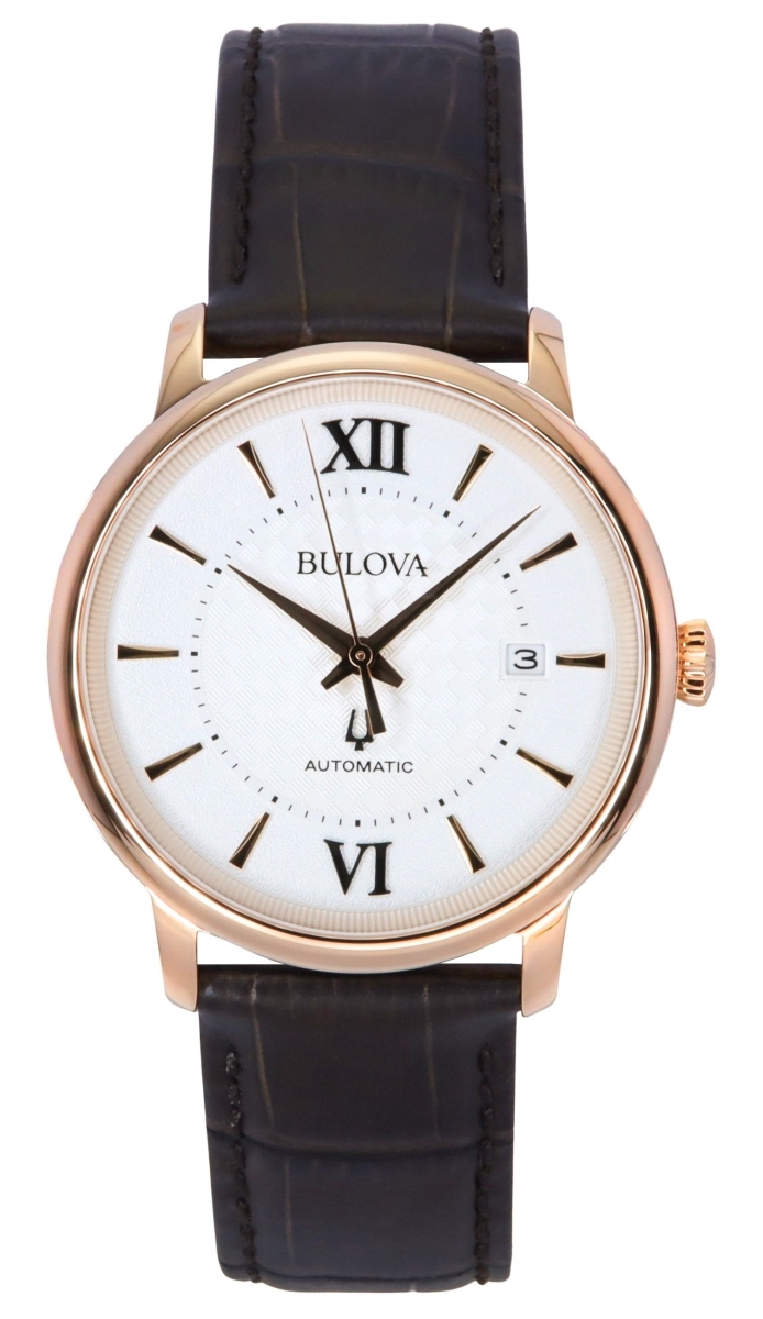 97B225 39 x 11.90 mm Hudson Leather Strap Silver Dial Automatic Mens Watch