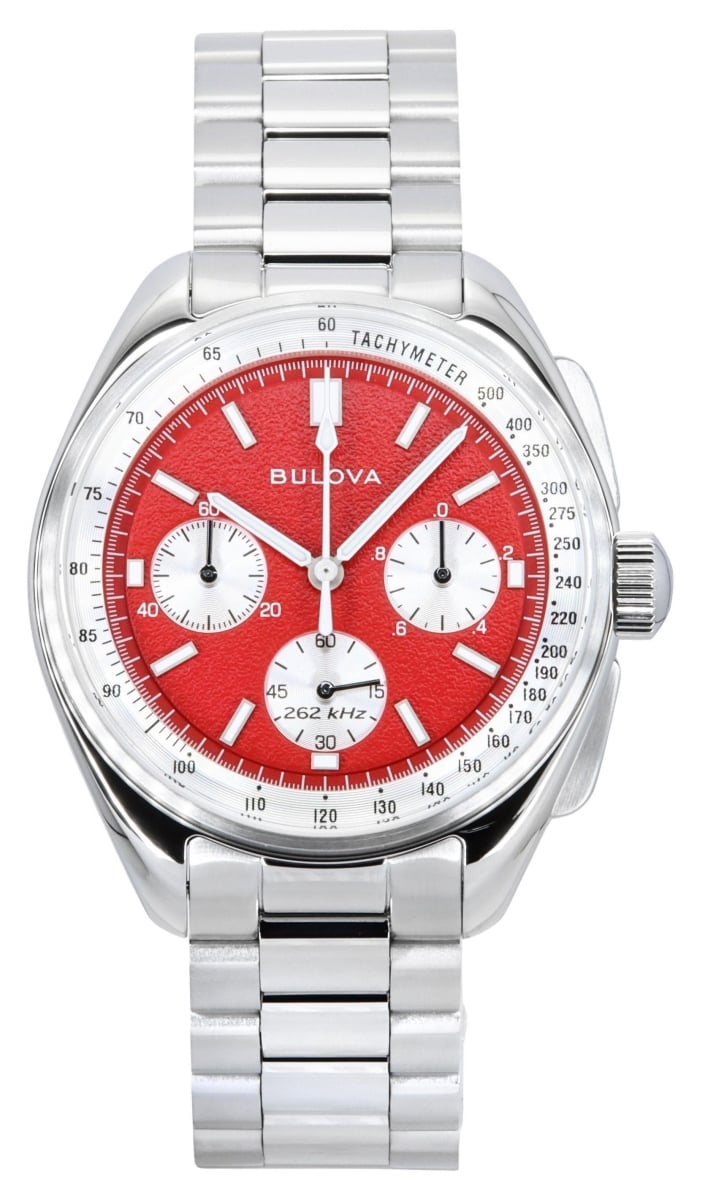 96K115 43 x 13.5 mm Lunar Pilot Chronograph Stainless Steel Red Dial Quartz Mens Watch -  Bulova