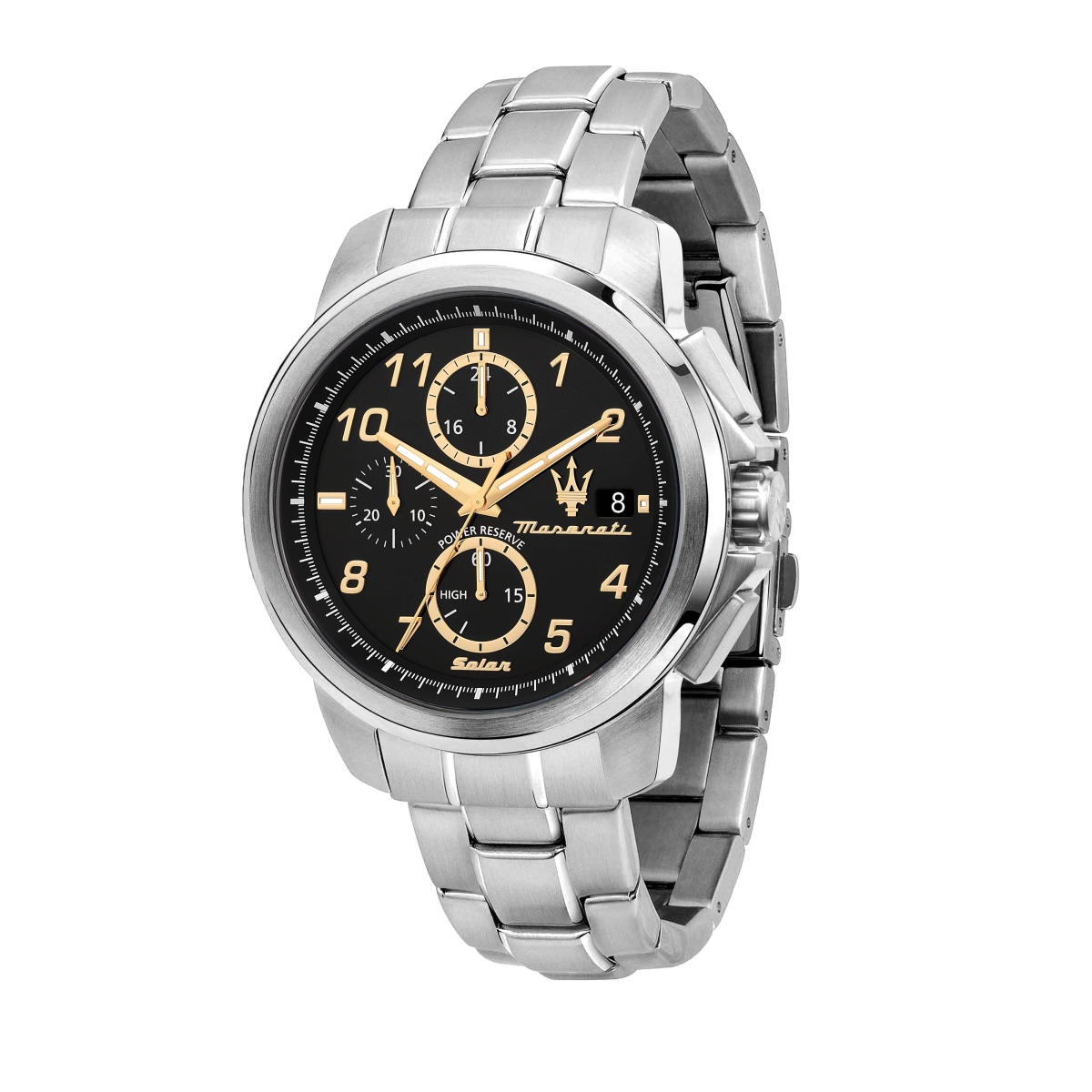 R8873645007- 44 x 11.70 mm Successo Limited Edition Chronograph Stainless Steel Black Dial Solar Mens Watch -  Maserati