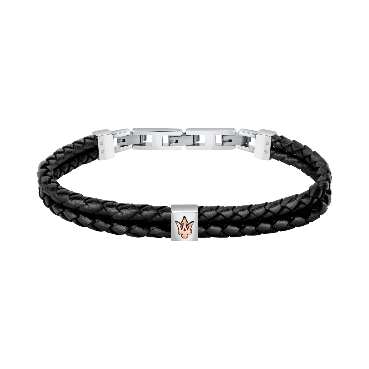 Picture of Maserati Accessories JM422AVE13- Recycled Leather & Stainless Steel Bracelet for Men