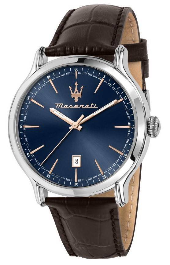 R8851118016- 42 x 10.90 mm Epoca Blue Sunray Dial Quartz 100 m Mens Watch -  Maserati