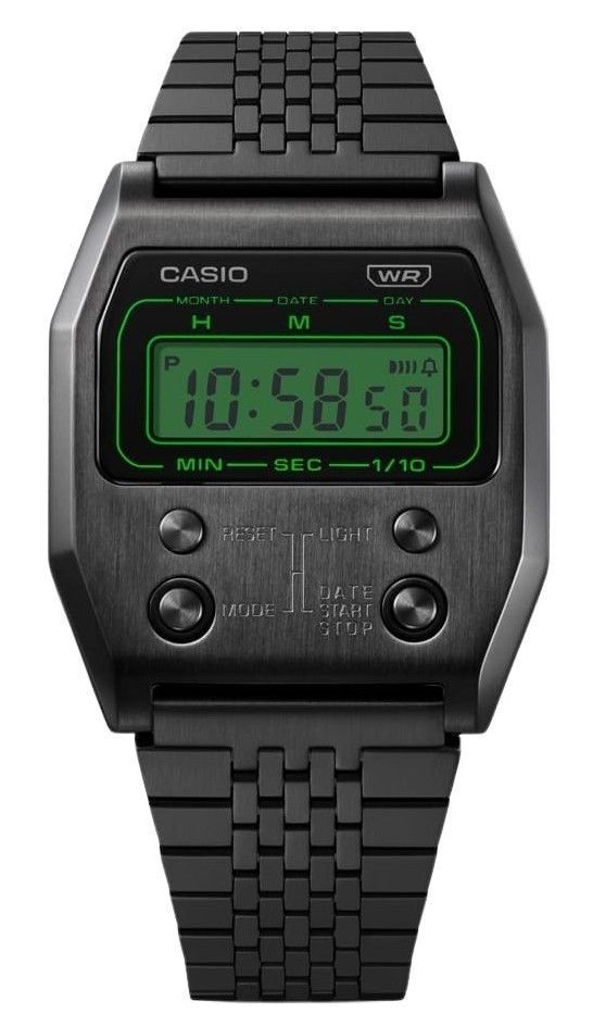 Picture of Casio A1100B-1 35 x 9.10 mm Vintage Digital Black Ion Plated Stainless Steel Quartz Unisex Watch