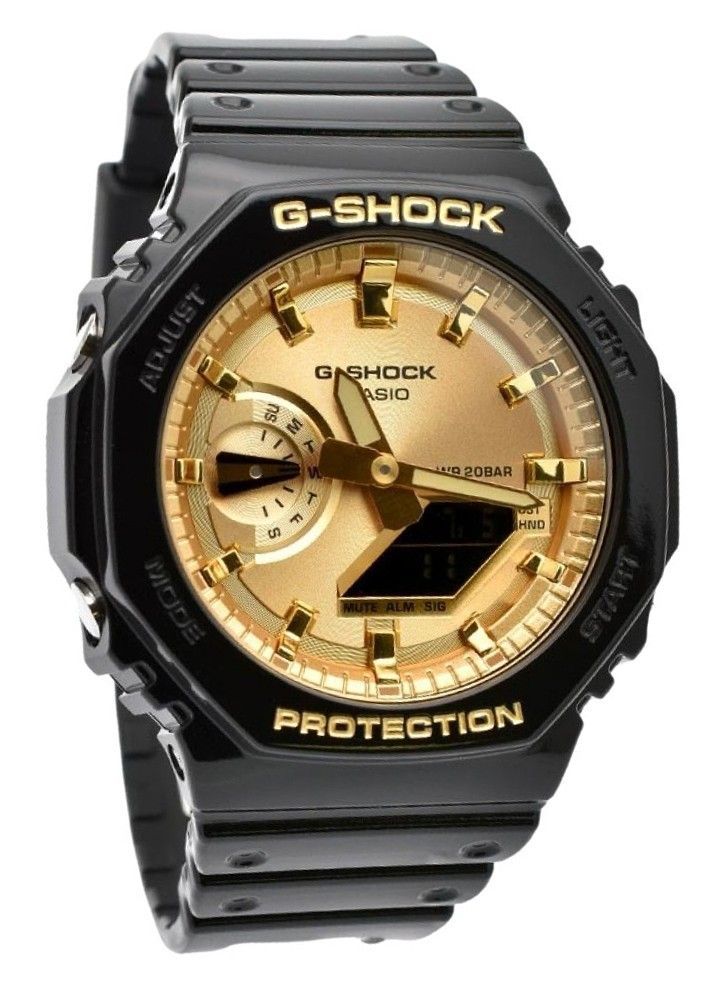 Picture of Casio GA-2100GB-1A 45.40 x 11.80 mm G-Shock Analog Digital Black & Gold Color Resin Strap Quartz 200 m Mens Watch