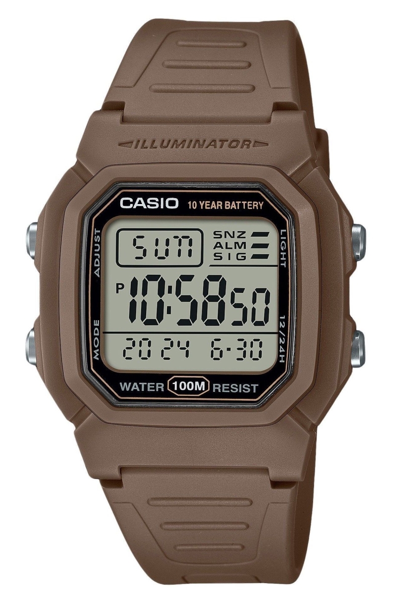 Picture of Casio W-800H-5AV 36.80 x 13.40 mm Digital Brown Dual Time Resin Strap Quartz 100 m Mens Watch
