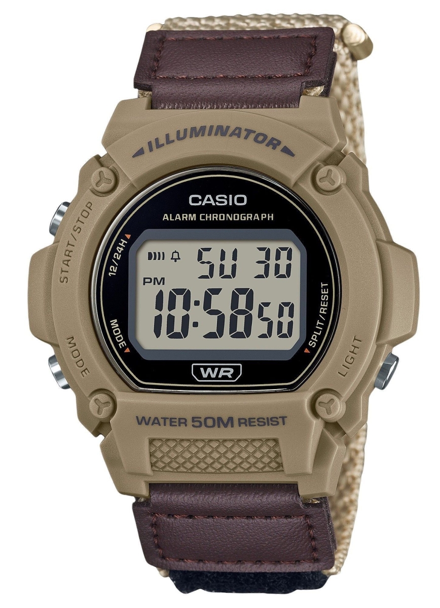 Picture of Casio W-219HB-5AV 47.10 x 13.90 mm Standard Brown Digital Cloth Strap Quartz Mens Watch