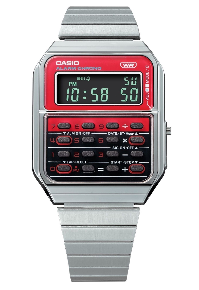 Picture of Casio CA-500WE-4B 34.40 x 8.20 mm Vintage Heritage Colors Digital Stainless Steel Quartz Unisex Calculator Watch