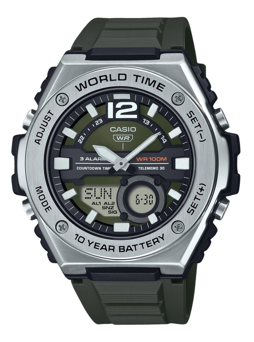 Picture of Casio MWQ-100-3AV 50.60 x 15 mm Standard Analog Digital Resin Strap Green Dial Quartz 100 m Mens Watch