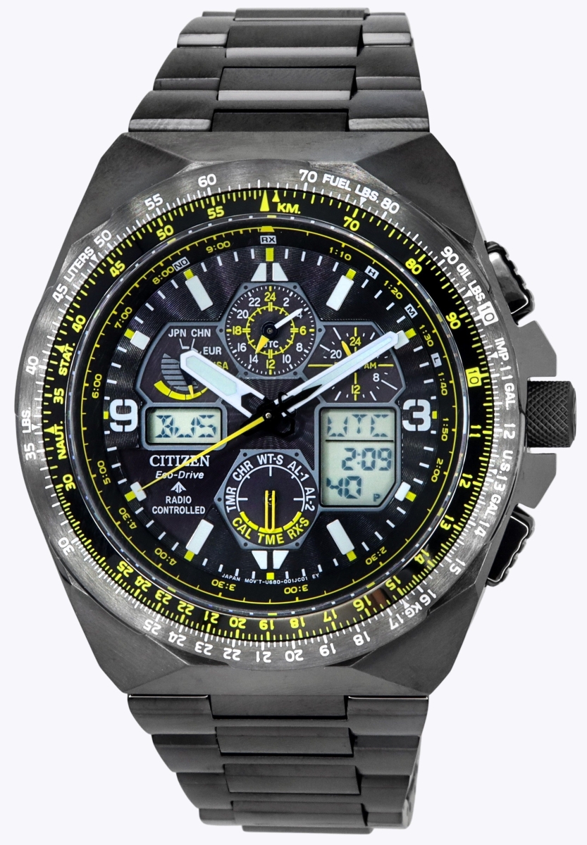 JY8127-59E 46 x 15 mm Promaster Skyhawk A-T Black Dial Chronograph Eco-Drive Divers 200 m Mens Watch -  CITIZEN