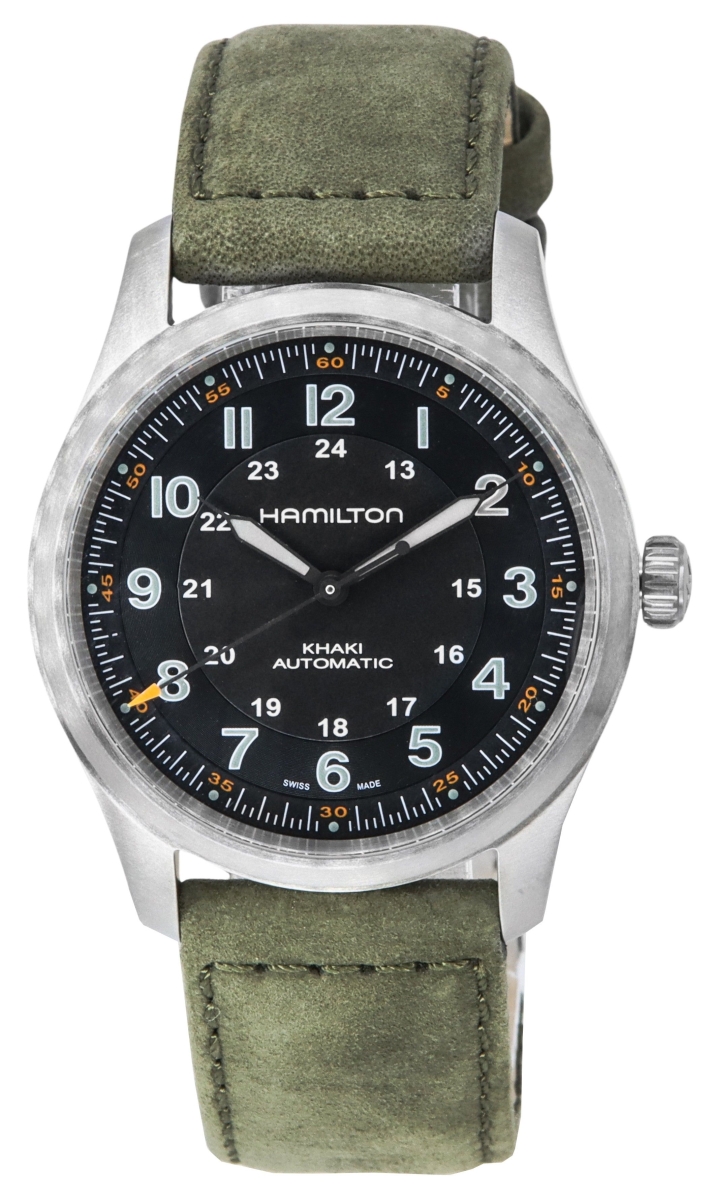 H70205830 38 x 11.45 mm Khaki Field Titanium Black Dial Automatic 100 m Mens Watch -  HAMILTON