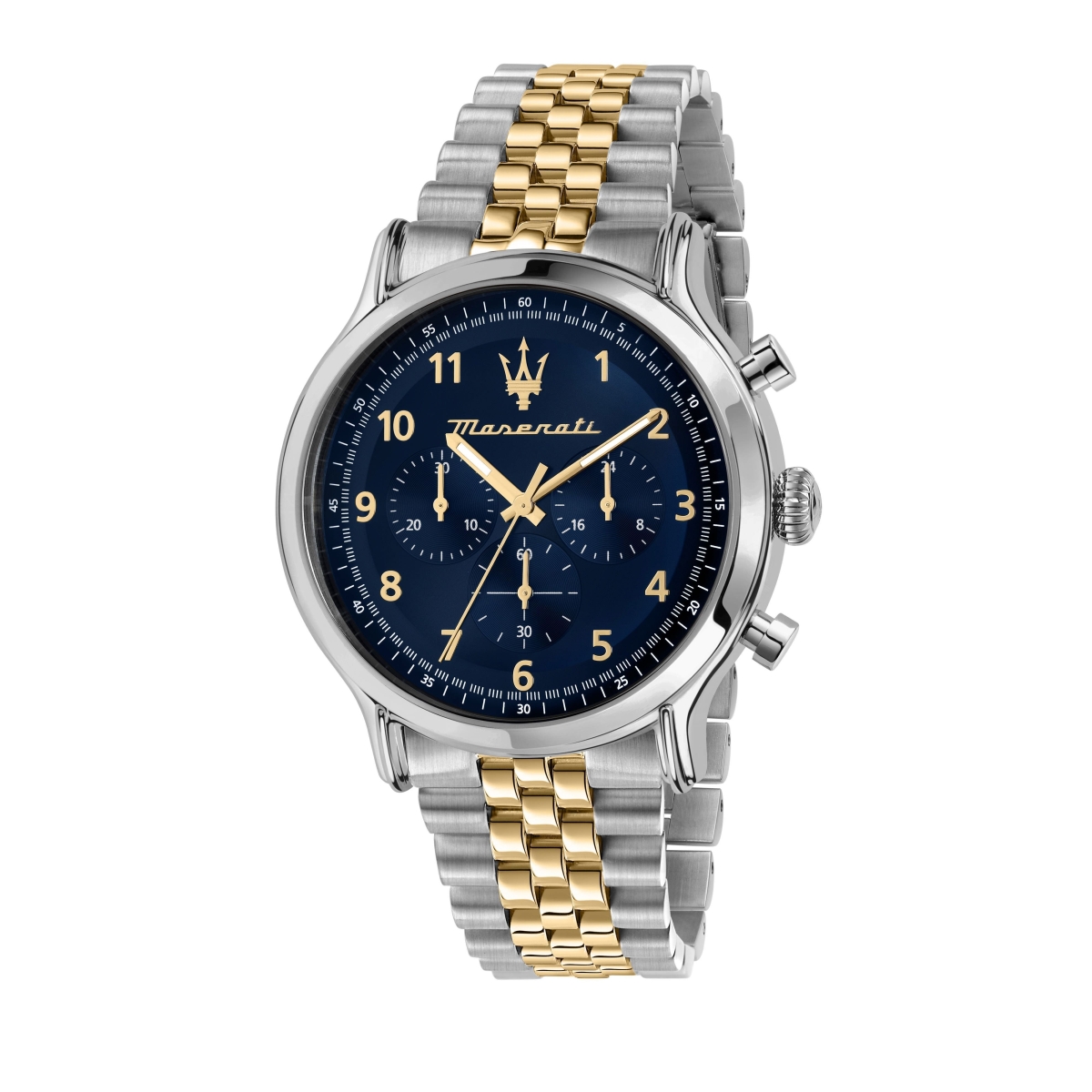 R8873618030- 42 x 11.35 mm Epoca Limited Edition Chronograph Two Tone Stainless Steel Blue Dial Quartz 100 m Mens Watch -  Maserati