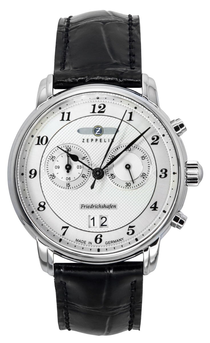 Picture of Zeppelin Z85844 Mens Friedrichshafen Leather Strap Silver Dial Quartz Watch