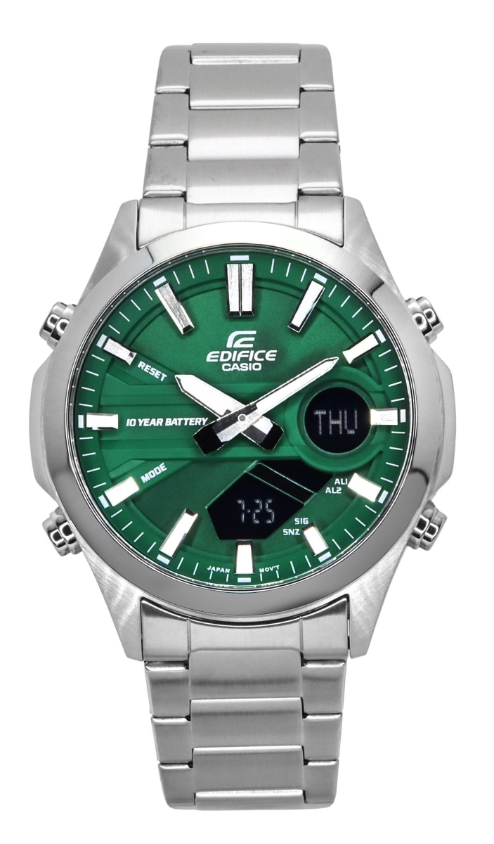 EFVC120D3A Mens Edifice Analog Digital Stainless Steel Green Dial Quartz 100M Watch