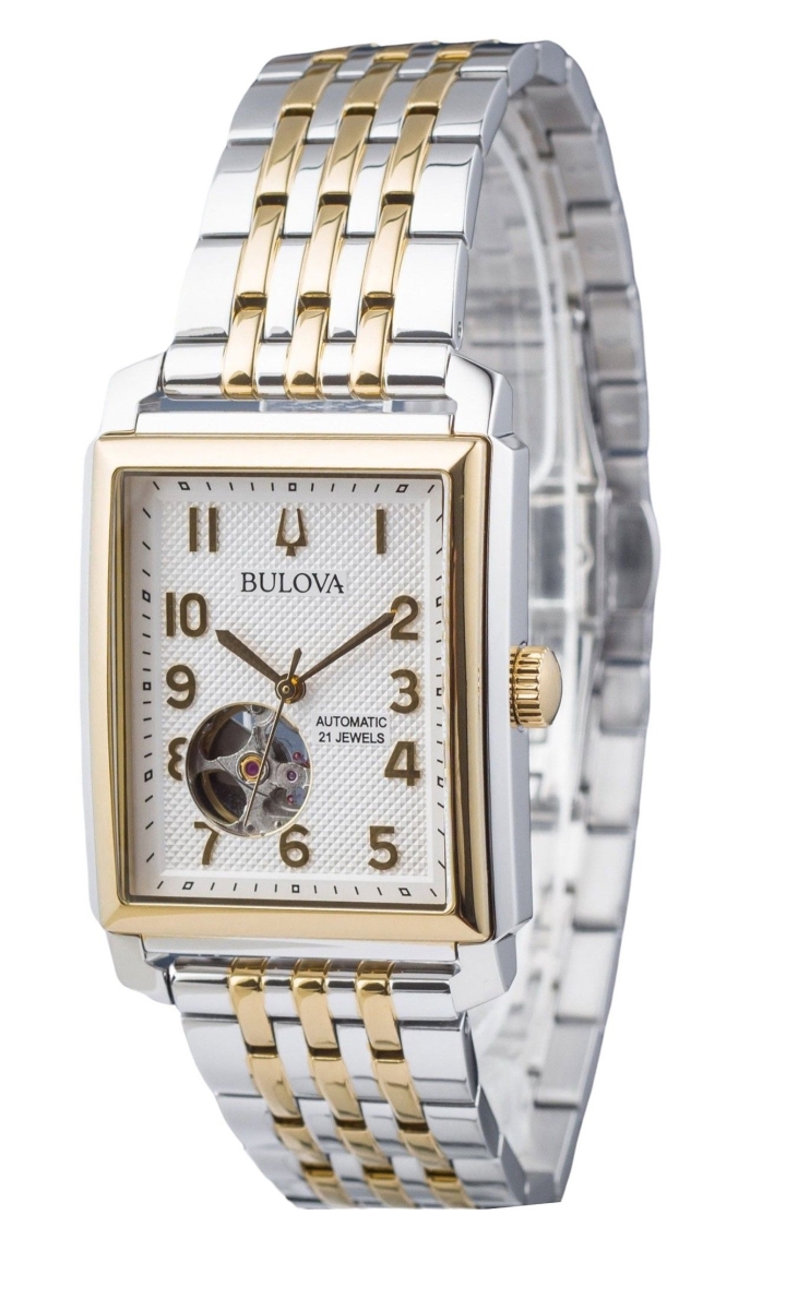 Picture of Bulova 98A308 Mens Sutton Two Tone Stainless Steel Open Heart Silver Dial Automatic Watch