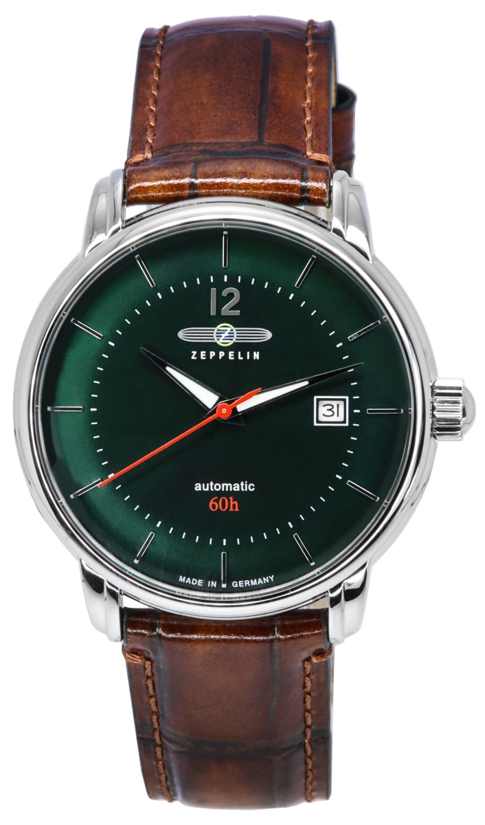Picture of Zeppelin Z81604 Mens LZ 120 Bodensee Leather Strap Dark Green Dial Automatic Watch