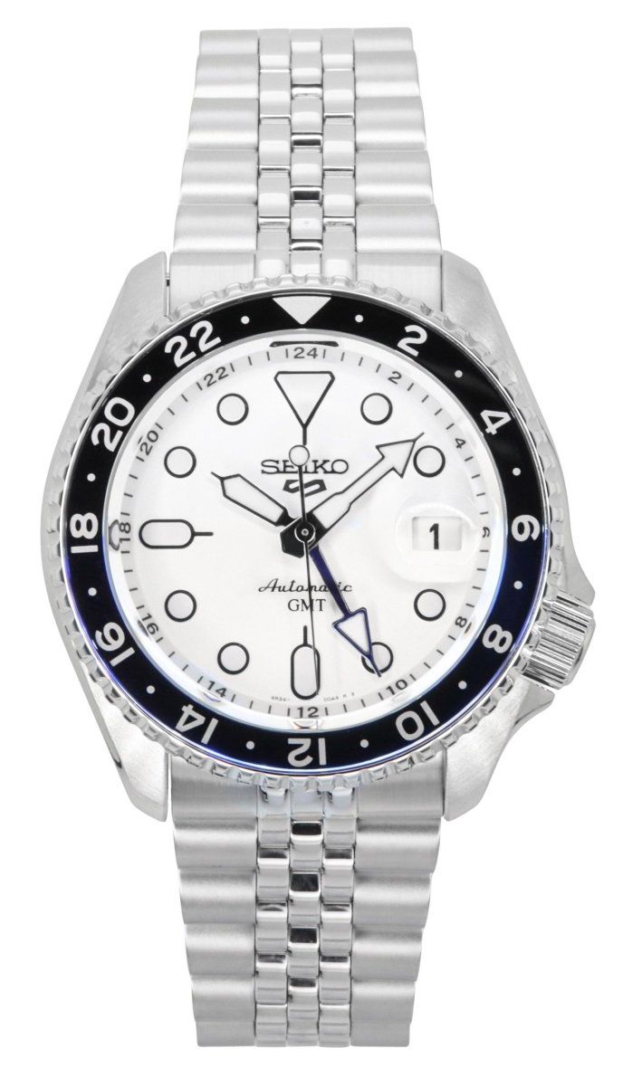 SSK033K1 Mens 5 Sports SKX GMT Stainless Steel White Dial Automatic 100M Watch