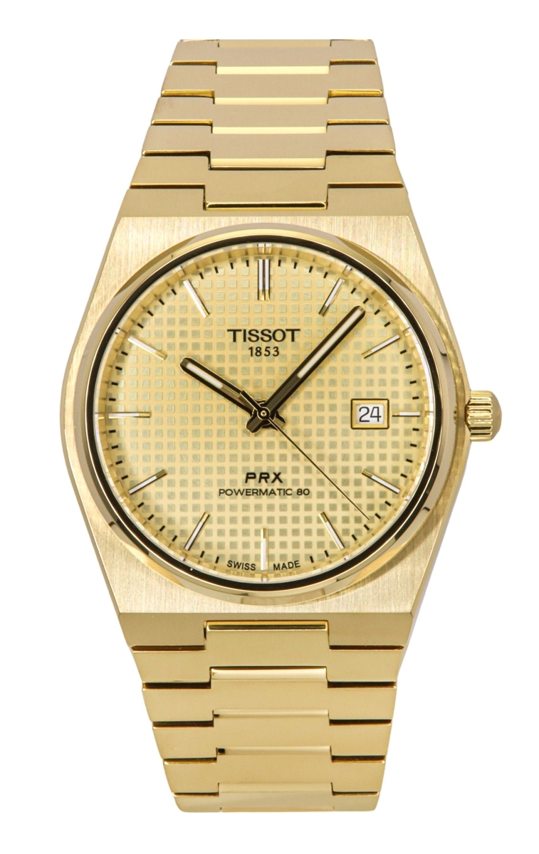 Picture of Tissot T137.407.33.021.00 Mens PRX Powermatic 80 Gold Tone Stainless Steel Champagne Dial Automatic Watch