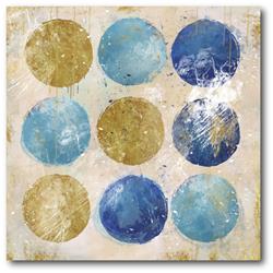 16 x 16 in. Circles Blue & Gold Gallery-Wrapped Canvas Wall Art