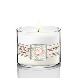 9.6 oz Floral Peach Circular Candle Glass, Clear