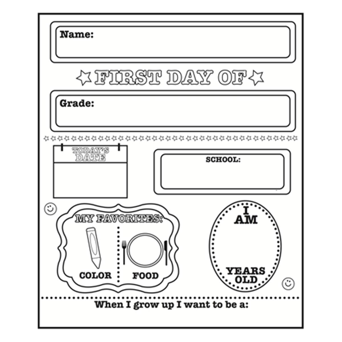 Picture of Creative Shapes Etc SE-0875 11 x 12.75 in. First Day of School Announcement&#44; Black & White - 15 Sheets per Pack