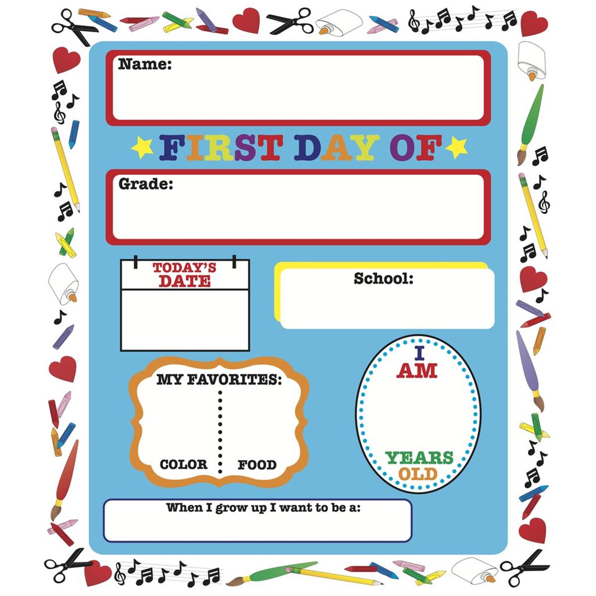 Picture of Creative Shapes Etc SE-0877 11 x 12.75 in. First Day of School Announcement - 15 Sheets per Pack