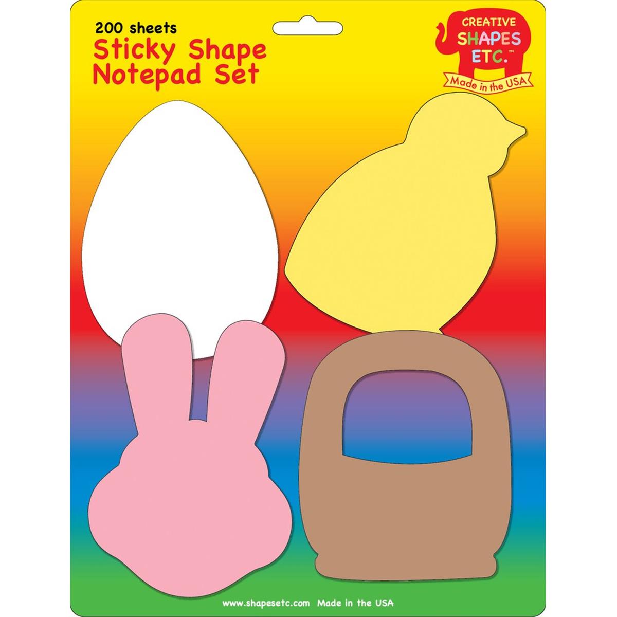 SE-0974 4.5 x 4 in. Color Sticky Shape Notepad Set, Easter - 200 Sheets per Pack