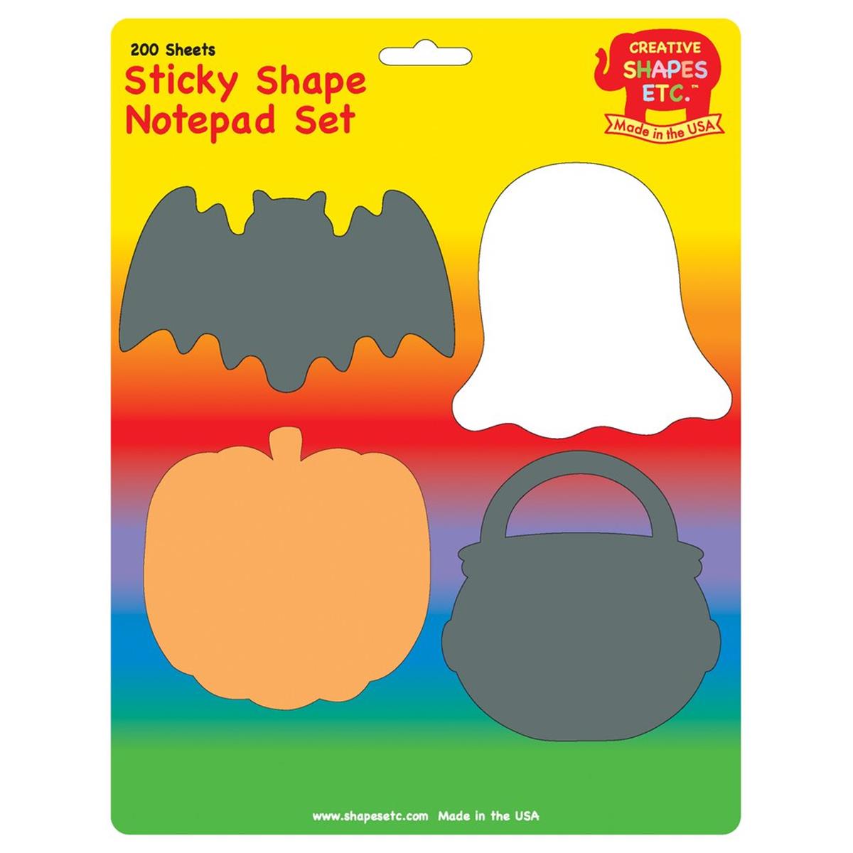 SE-0975 4.5 x 4 in. Color Sticky Shape Notepad Set, Halloween - 200 Sheets per Pack