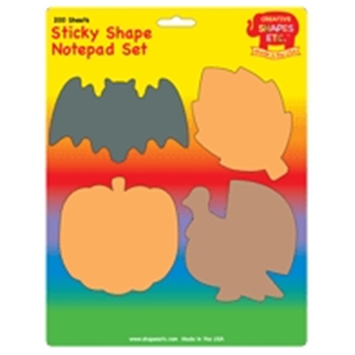 SE-0976 4.5 x 4 in. Color Sticky Shape Notepad Set, Fall - 200 Sheets per Pack