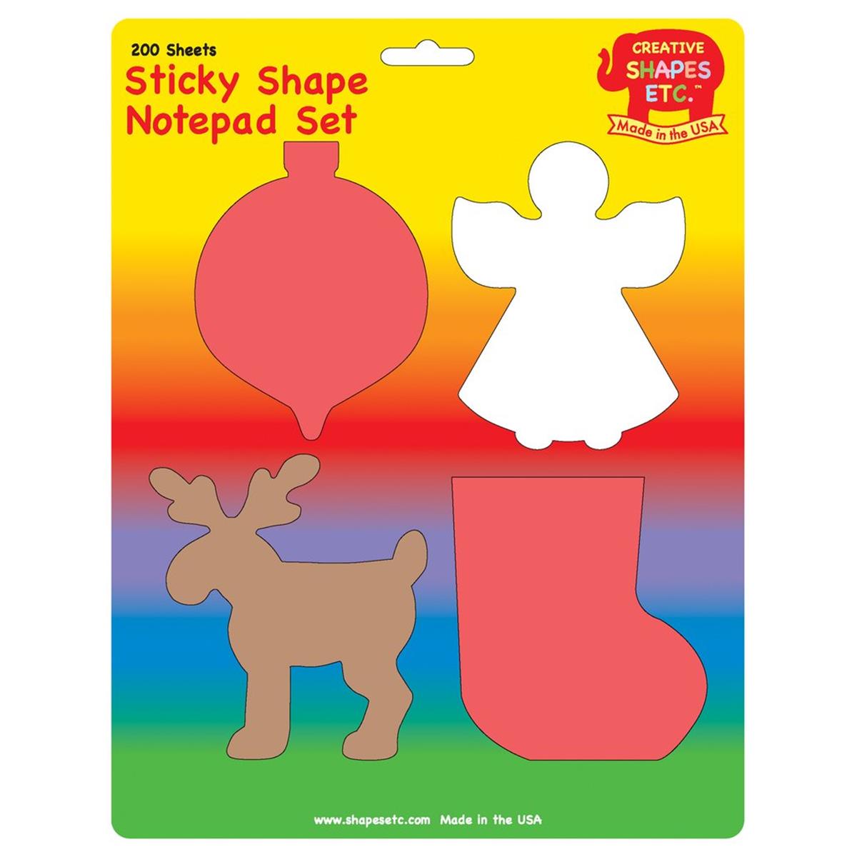 SE-0977 4.5 x 4 in. Color Sticky Shape Notepad Set, Christmas - 200 Sheets per Pack
