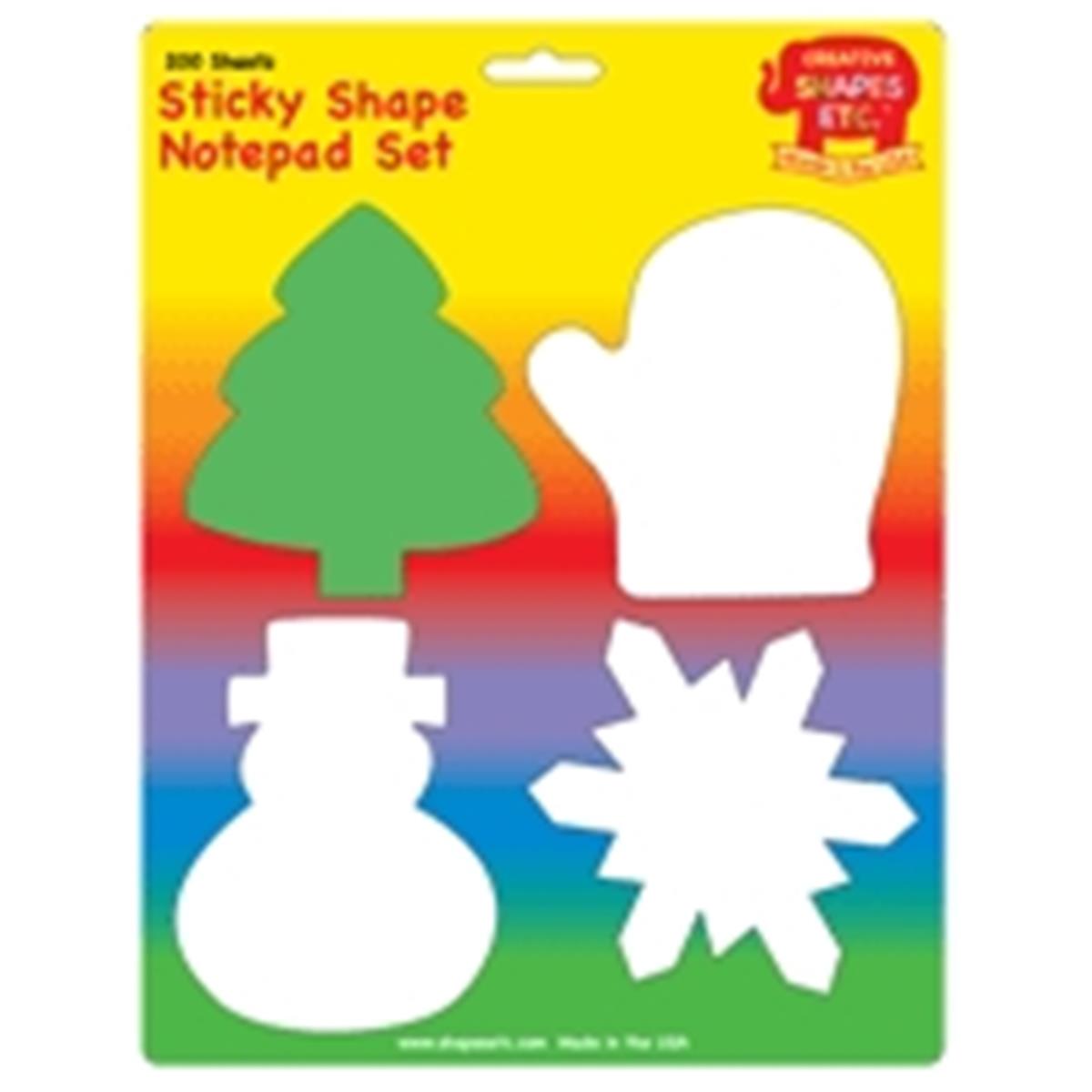 SE-0980 4.5 x 4 in. Color Sticky Shape Notepad Set, Winter - 200 Sheets per Pack