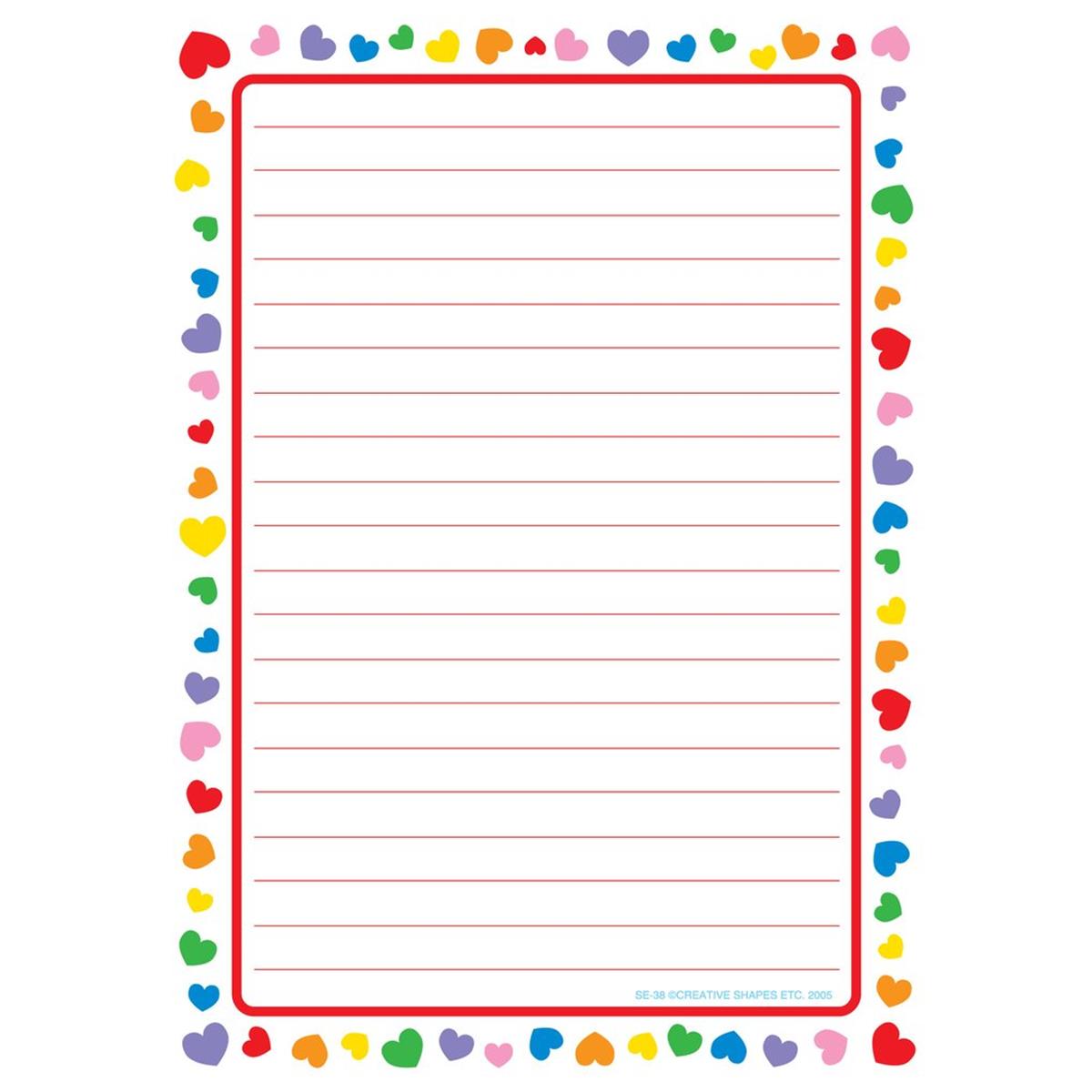 SE-0038 9 x 6 in. Large Lined Notepad, Heart Border - 50 Sheets per Pack