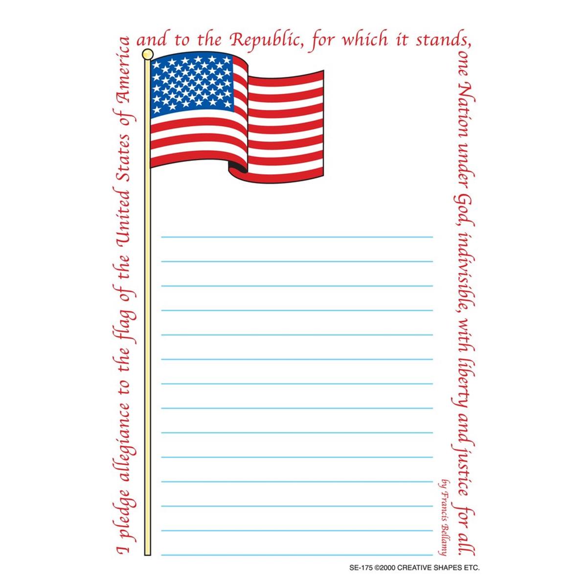 SE-0175 9 x 6 in. Large Lined Notepad, Flag & Pledge - 50 Sheets per Pack