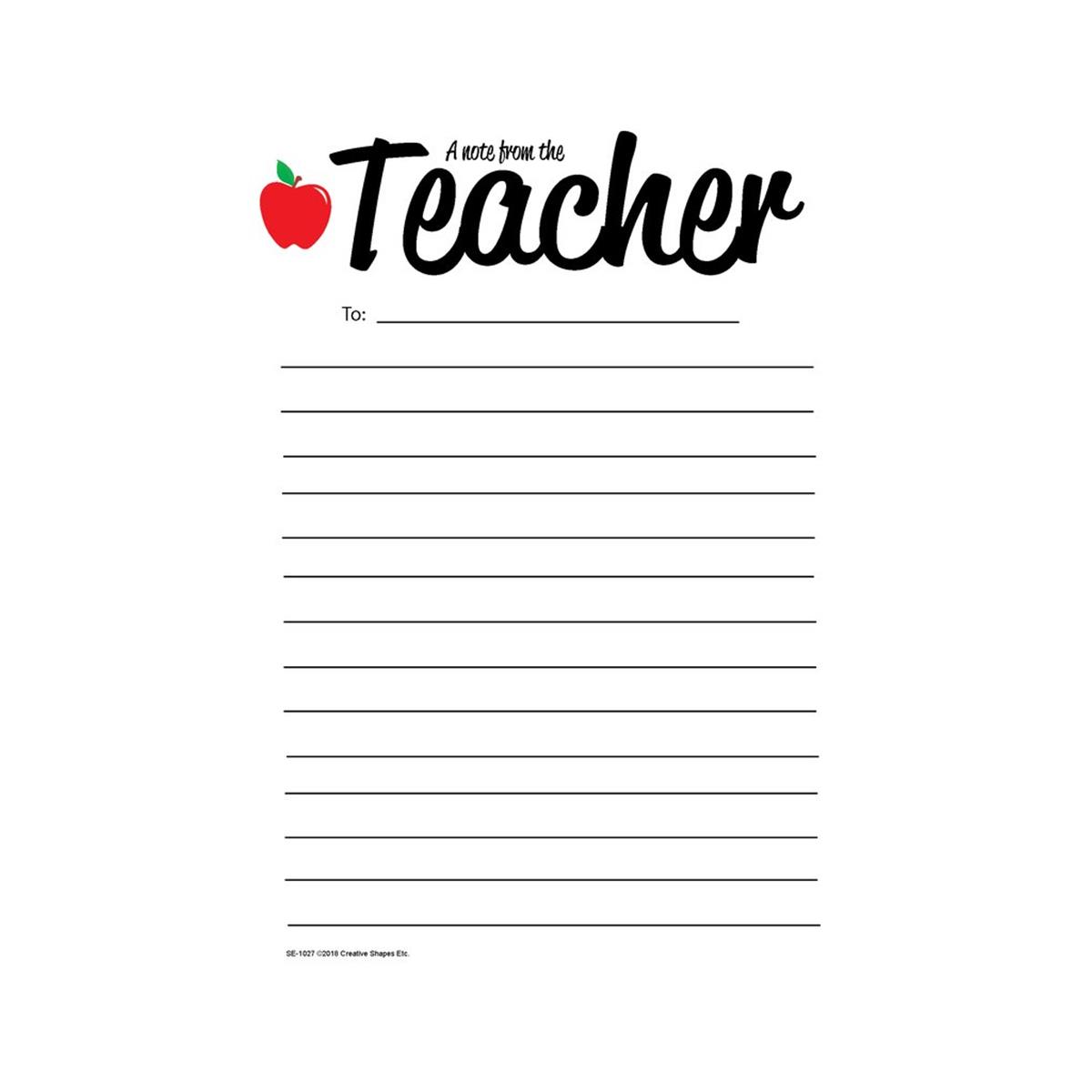 SE-1027 9 x 6 in. Notes to Parents, A Note from the Teacher - 50 Sheets per Pack