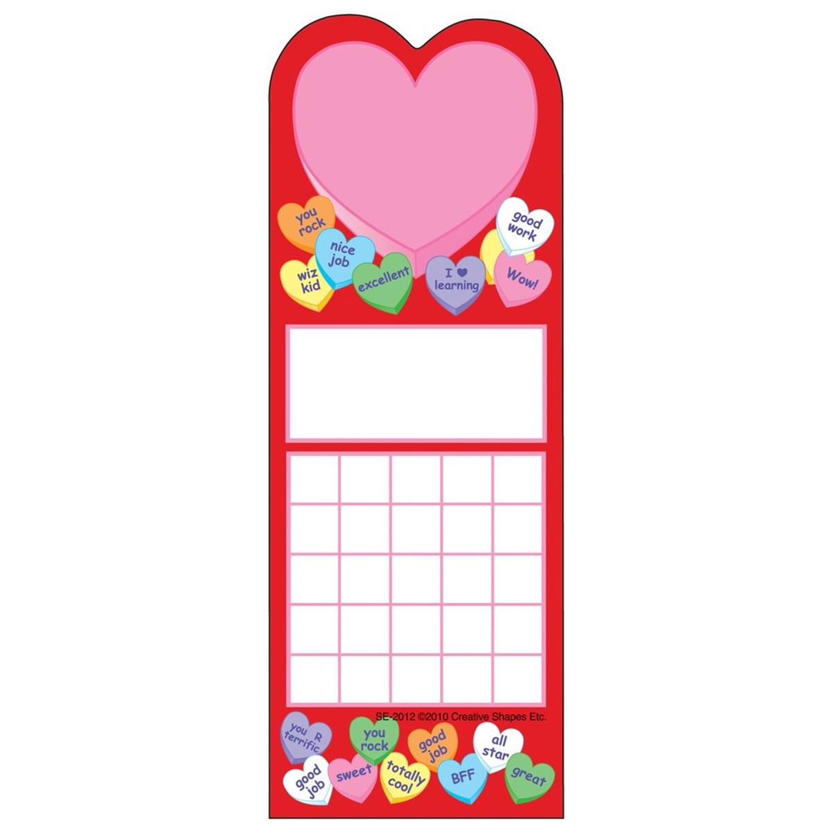 Picture of Creative Shapes Etc SE-2012 3 x 9 in. Personal Incentive Chart&#44; Heart - 24 Sheets per Pack