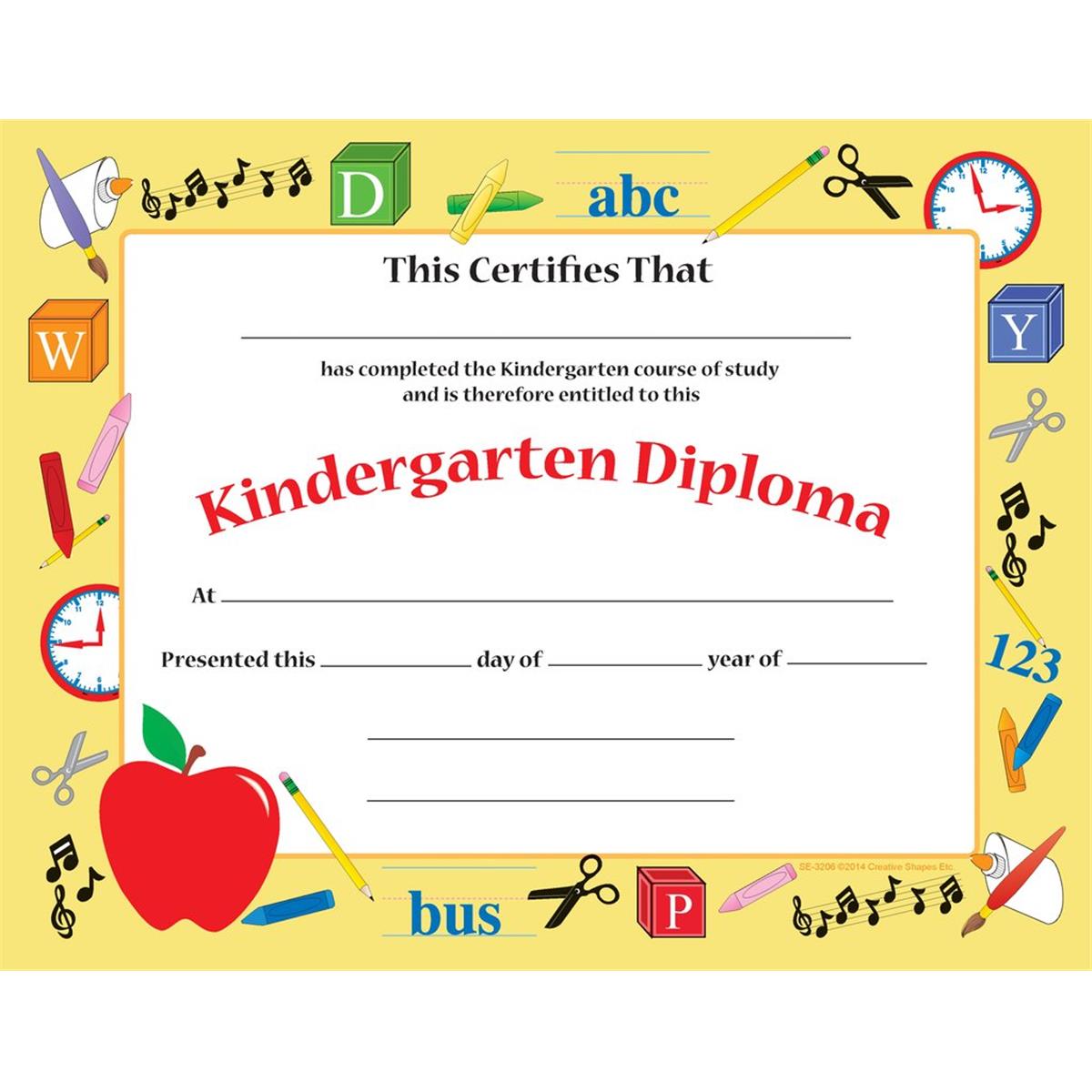 Picture of Creative Shapes Etc SE-3206 8.5 x 11 in. Kindergarten Diploma Certificate - 30 Sheets per Pack