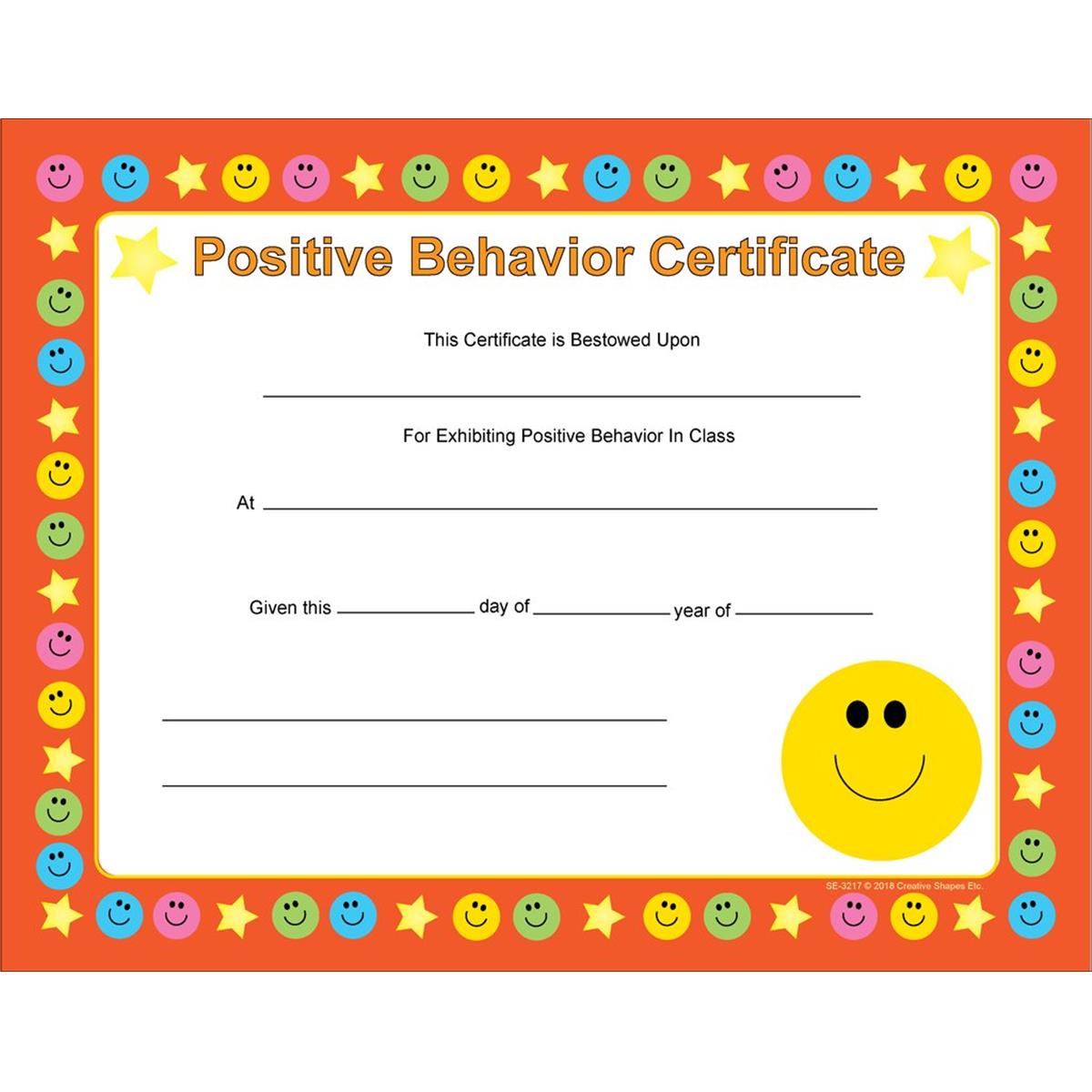 Picture of Creative Shapes Etc SE-3217 8.5 x 11 in. Positive Behavior Certificate - 30 Sheets per Pack