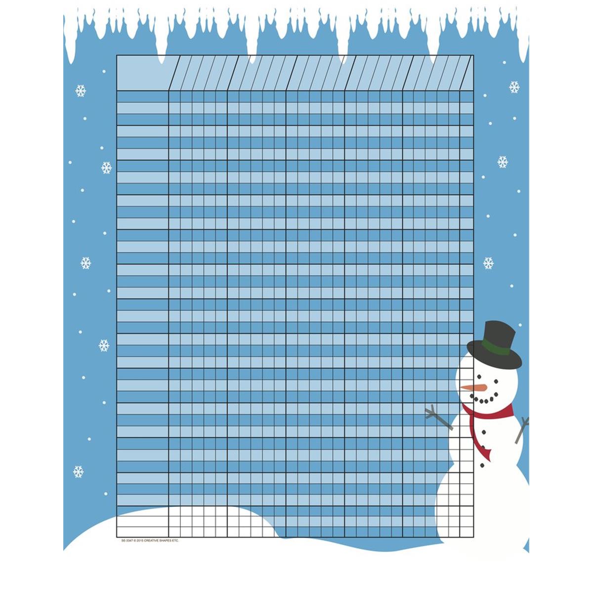 SE-3347 22 x 28 in. Vertical Chart Theme, Snowman - January