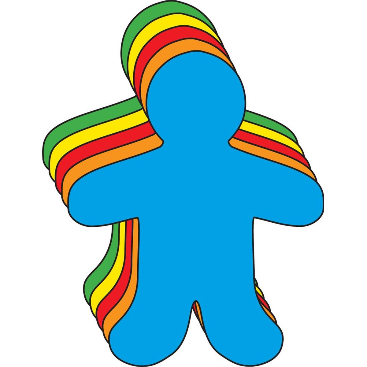SE-7514 6 x 7 in. Large Assorted Color Foam Cut-Outs, Person - 15 Sheets per Pack