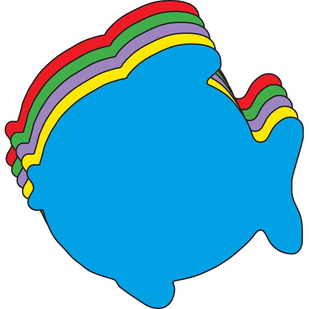 SE-7530 6 x 7 in. Large Assorted Color Foam Cut-Outs, Fish - 15 Sheets per Pack