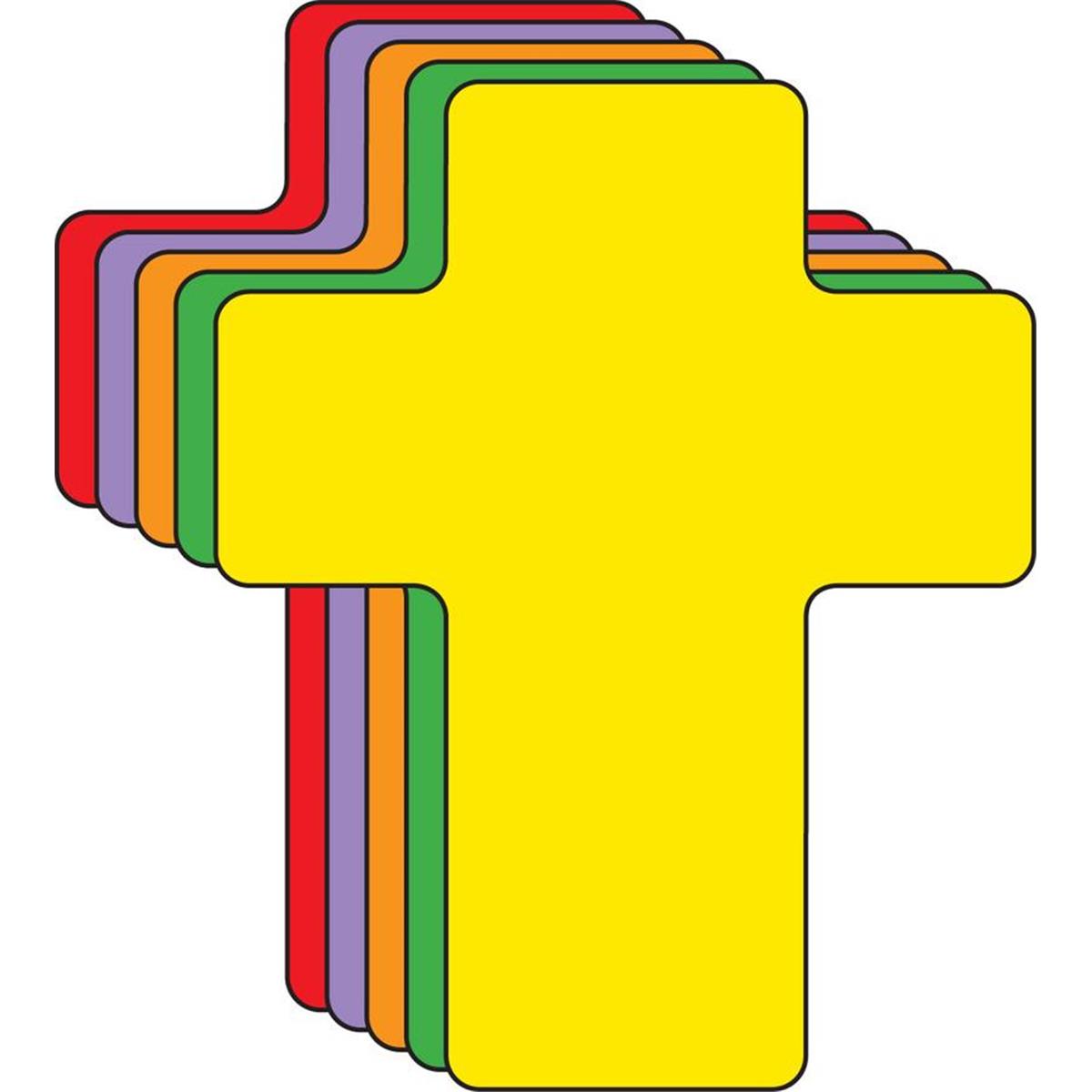 SE-7536 6 x 7 in. Large Assorted Color Foam Cut-Outs, Cross - 15 Sheets per Pack