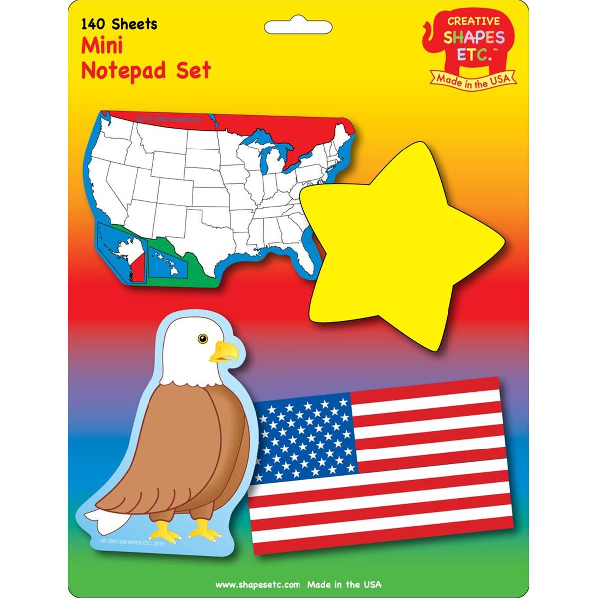 SE-7977 4.5 x 4 in. Mini Notepad Set, Patriotic - 140 Sheets per Pack