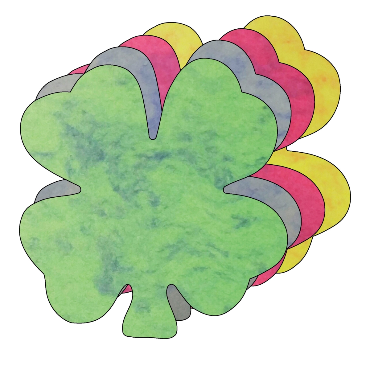 SE-1812 5.5 x 5.5 in. Four Leaf Clover Marble Creative Cut-Outs, Assorted Color