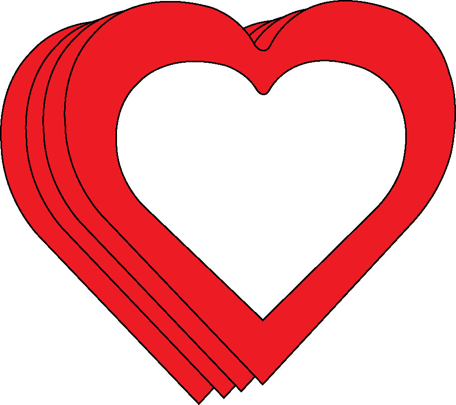 SE-4987 4 x 3.75 in. Open Heart Single Color Creative Cut-Outs - Medium
