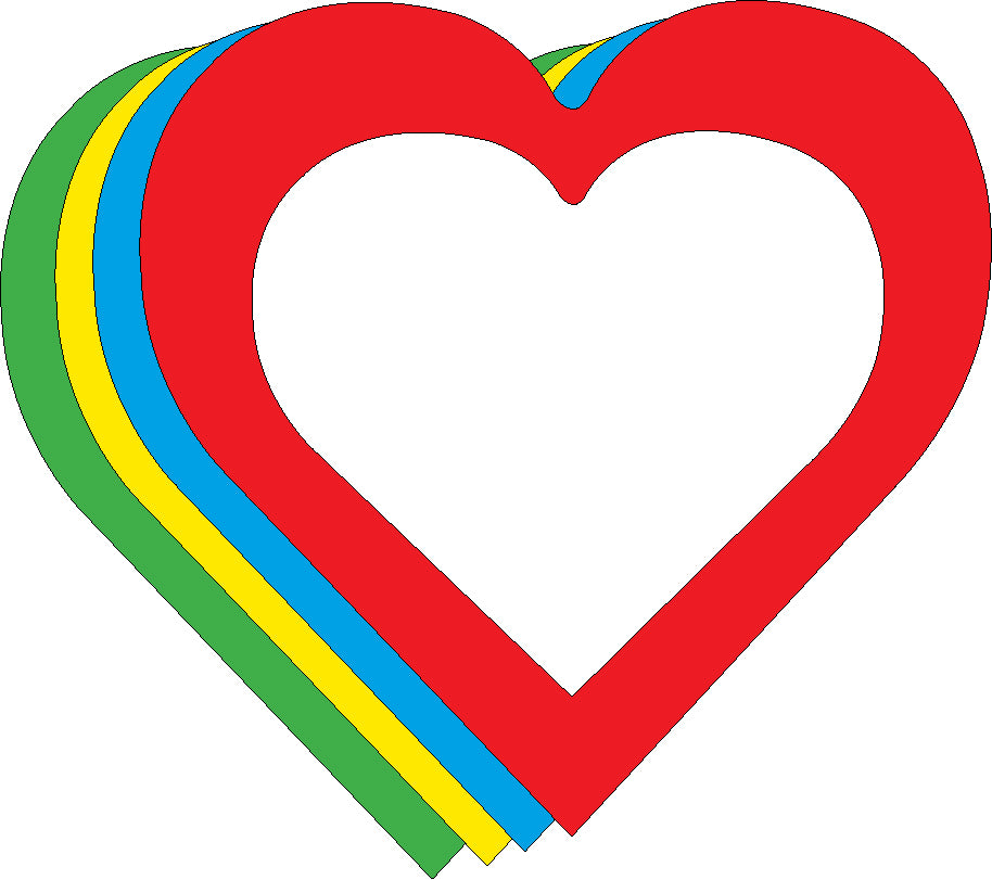 SE-4989 4 x 3.75 in. Open Heart Creative Cut-Outs, Assorted Color - Medium